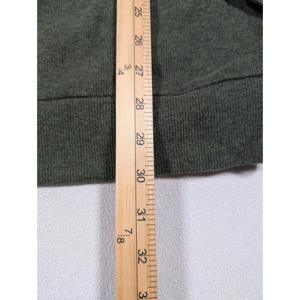Cremieux Collection Sweater Mens L Green Henley Suede Shoulder Elbow Patch